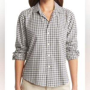 Frank & Eileen Button Up Gingham Shirt Gray and White Medium